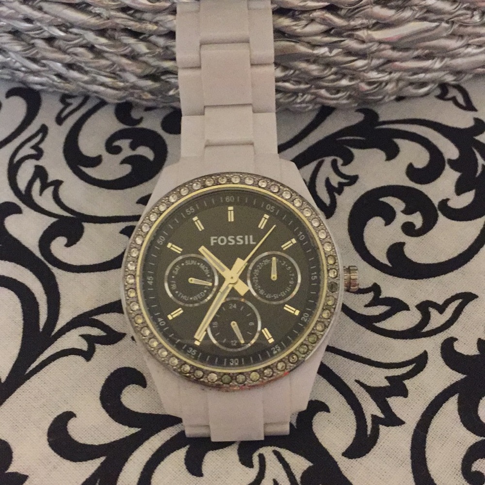 White Fossil Watch